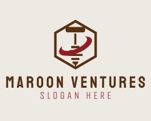 Maroon - Hexagon Wine Corkscrew logo design