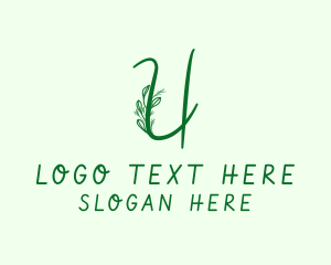 Green - Natural Elegant Letter U logo design