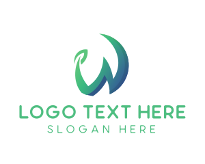 Green - 3D Green Letter W logo design