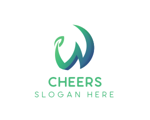 3D Green Letter W Logo