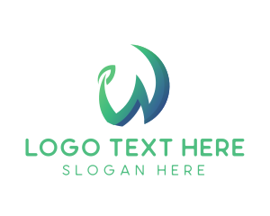 3D Green Letter W Logo