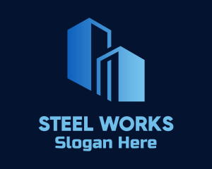 Blue Building Construction logo design