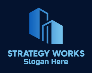 Blue Building Construction logo design