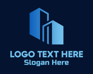 Land Developer - Blue Building Construction logo design