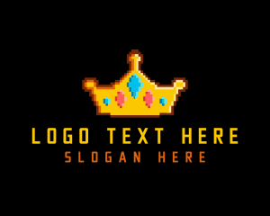 Queen - Crown Pixel Gaming logo design