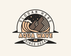 Mountain Trekking Wave logo design