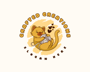 Cute Cat Yarn logo design