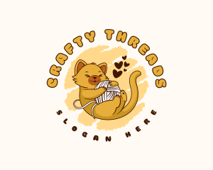 Cute Cat Yarn logo design
