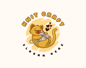 Cute Cat Yarn logo design