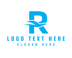 Airline - Blue Bird Letter R logo design