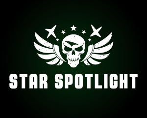 Rustic Skull Wings Stars logo design