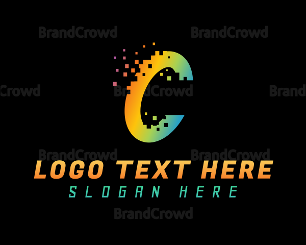 Gradient Pixel Letter C Logo