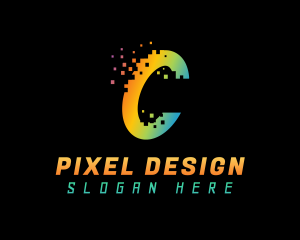 Graphic - Gradient Pixel Letter C logo design