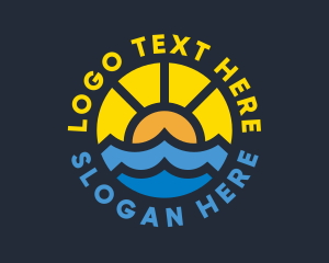 Swimming - Sunshine Ocean Wave logo design