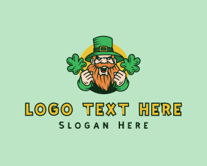 Irish - Cheering Shamrock Leprechaun logo design