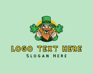 Old Man - Cheering Shamrock Leprechaun logo design