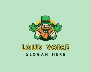 Cheering Shamrock Leprechaun Logo