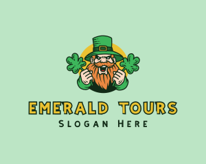 Ireland - Cheering Shamrock Leprechaun logo design