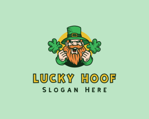 Cheering Shamrock Leprechaun logo design