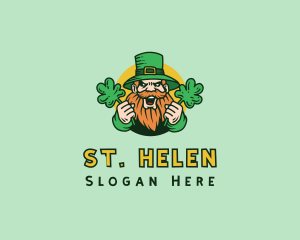 Cheering Shamrock Leprechaun logo design