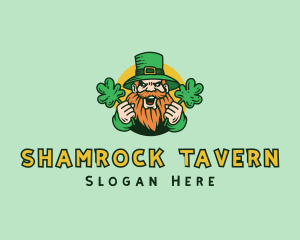 Cheering Shamrock Leprechaun logo design