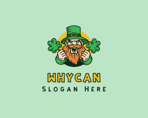 Old Man - Cheering Shamrock Leprechaun logo design