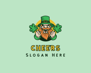 Cheering Shamrock Leprechaun logo design