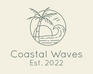 Sunset Beach Wave logo design