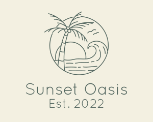 Sunset Beach Wave logo design