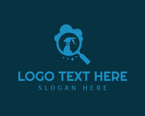Disinfect - Magnifying Glass Spray Clean logo design