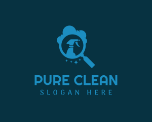 Magnifying Glass Spray Clean logo design