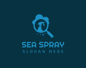 Magnifying Glass Spray Clean logo design