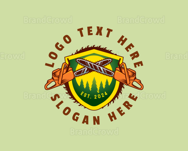 Tree Chain Saw Lumberjack Logo