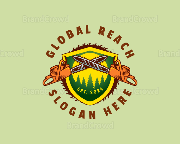 Tree Chain Saw Lumberjack Logo