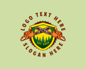 Forestry - Tree Chain Saw Lumberjack logo design
