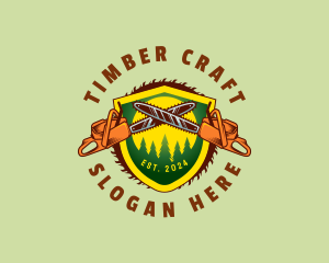 Tree Chain Saw Lumberjack logo design