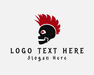 Punk Rock - Mohawk Rock Band Skull logo design