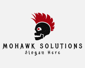 Mohawk Rock Band Skull logo design