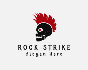 Mohawk Rock Band Skull logo design