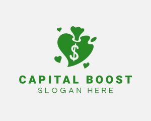 Loan - Heart Dollar Money Bag logo design