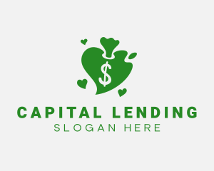 Lending - Heart Dollar Money Bag logo design