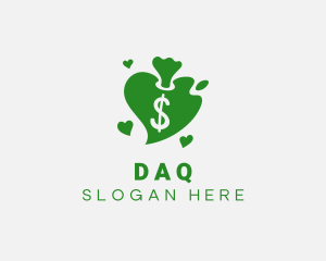 Bank - Heart Dollar Money Bag logo design