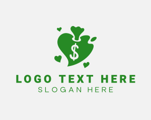 Currency Exchange - Heart Dollar Money Bag logo design