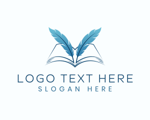 Book - Feather Book Author logo design