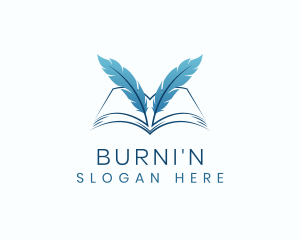 Feather Book Author logo design