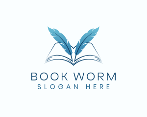 Book - Feather Book Author logo design