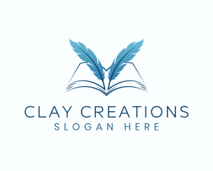 Feather Book Author logo design