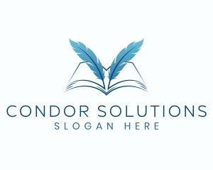 Feather Book Author logo design