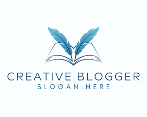 Blogger - Feather Book Author logo design