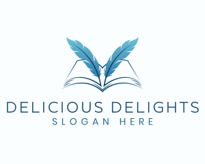 Feather Book Author logo design